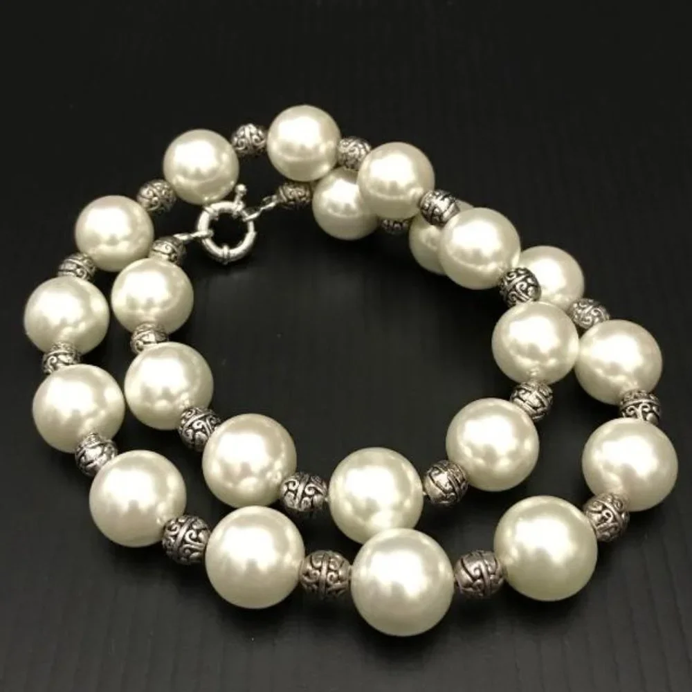 Faux Pearl & Silver-Tone Bead Necklace - Picture 6 of 6